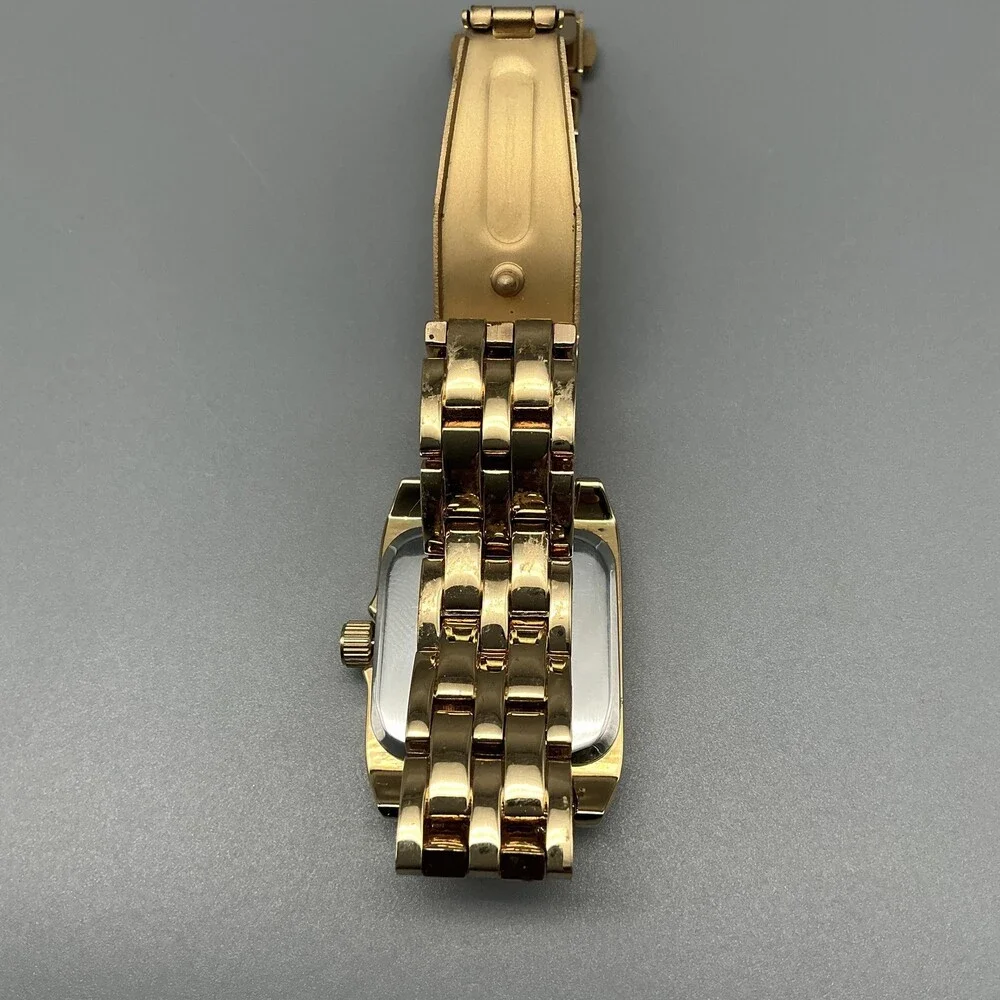 Peugeot Womens Watch 24mm White Dial Gold Tone Crystals Bracelet New Battery 6
